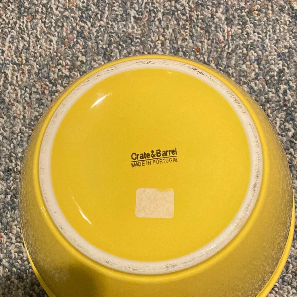 Crate&Barrel Yellow Ceramic Bowl